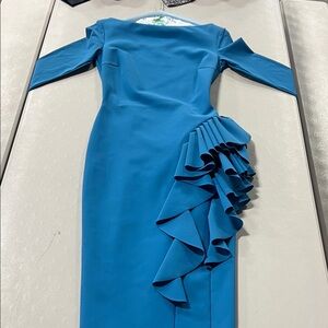 Elegant Blue Ruffle Dress